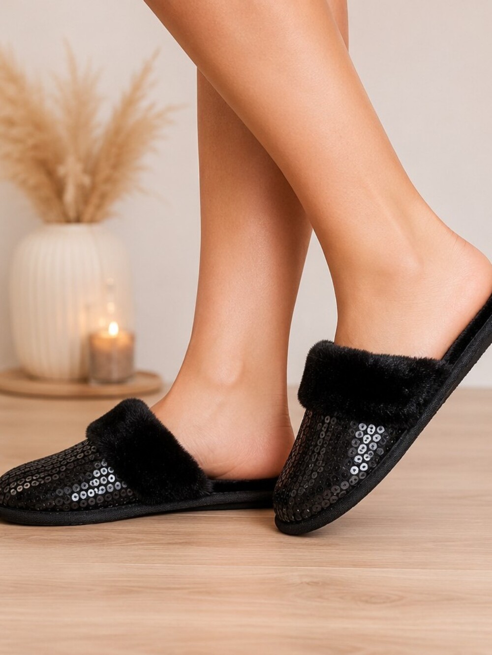 Auden Women's Black Sequin Slippers – Size M (7/8) – NWT